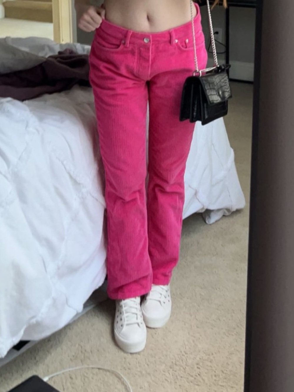 ASOS Hot Pink Corduroy Wide-Leg Jeans